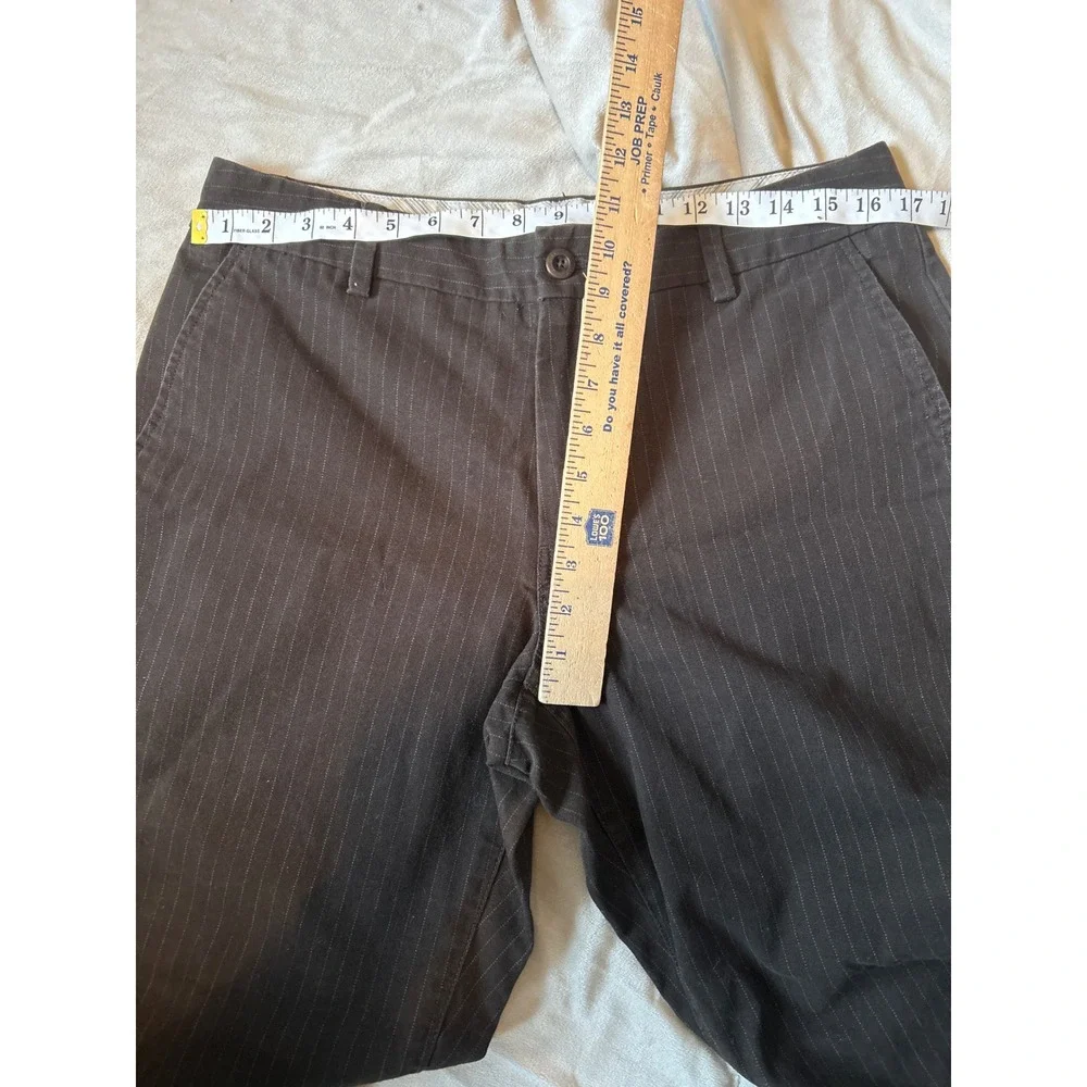 Banana Republic Heritage Mens Brown Pinstripe Cotton Trousers 33x32 Straight Leg - Picture 6 of 7
